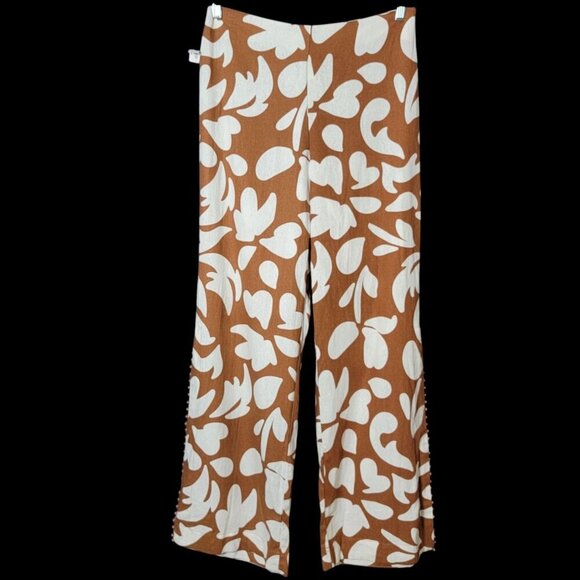 House of Harlow 1960 Pants - House of Harlow 1960 Womens Linen Blend Beaded Wide Leg Side Slit Pants Size 8